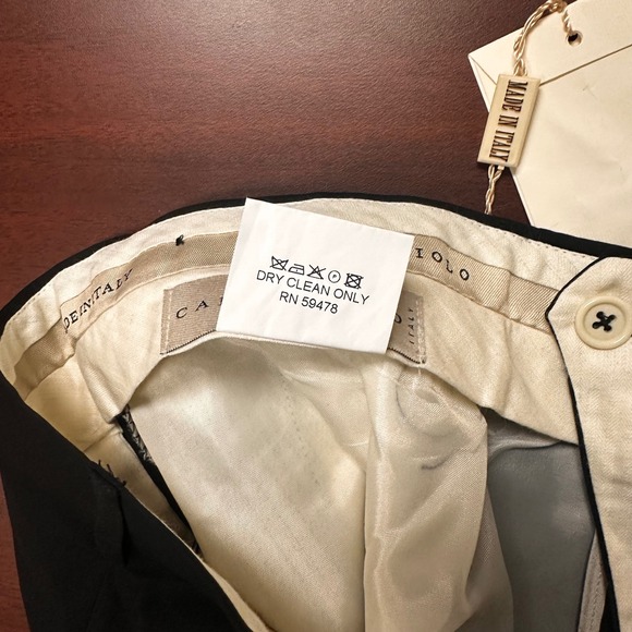 Caracciolo‎ Napoli Marlane Dress Pants Mens Size 40 Slacks Black Wool Flaw NWT - Picture 6 of 9